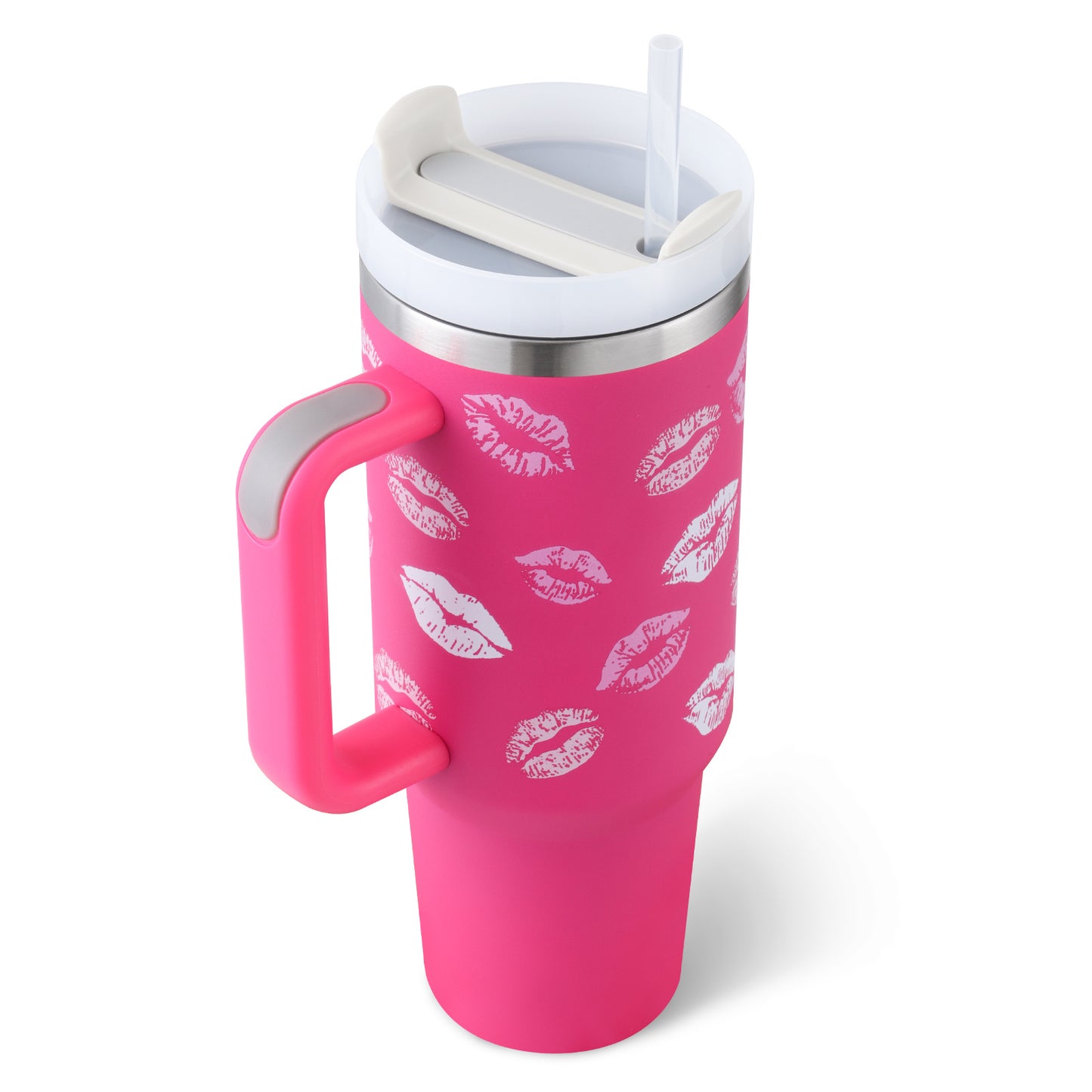 40 Oz Tumbler mit Griff, Strohhalm, Vakuum-Kaffeebecher mit Deckel.