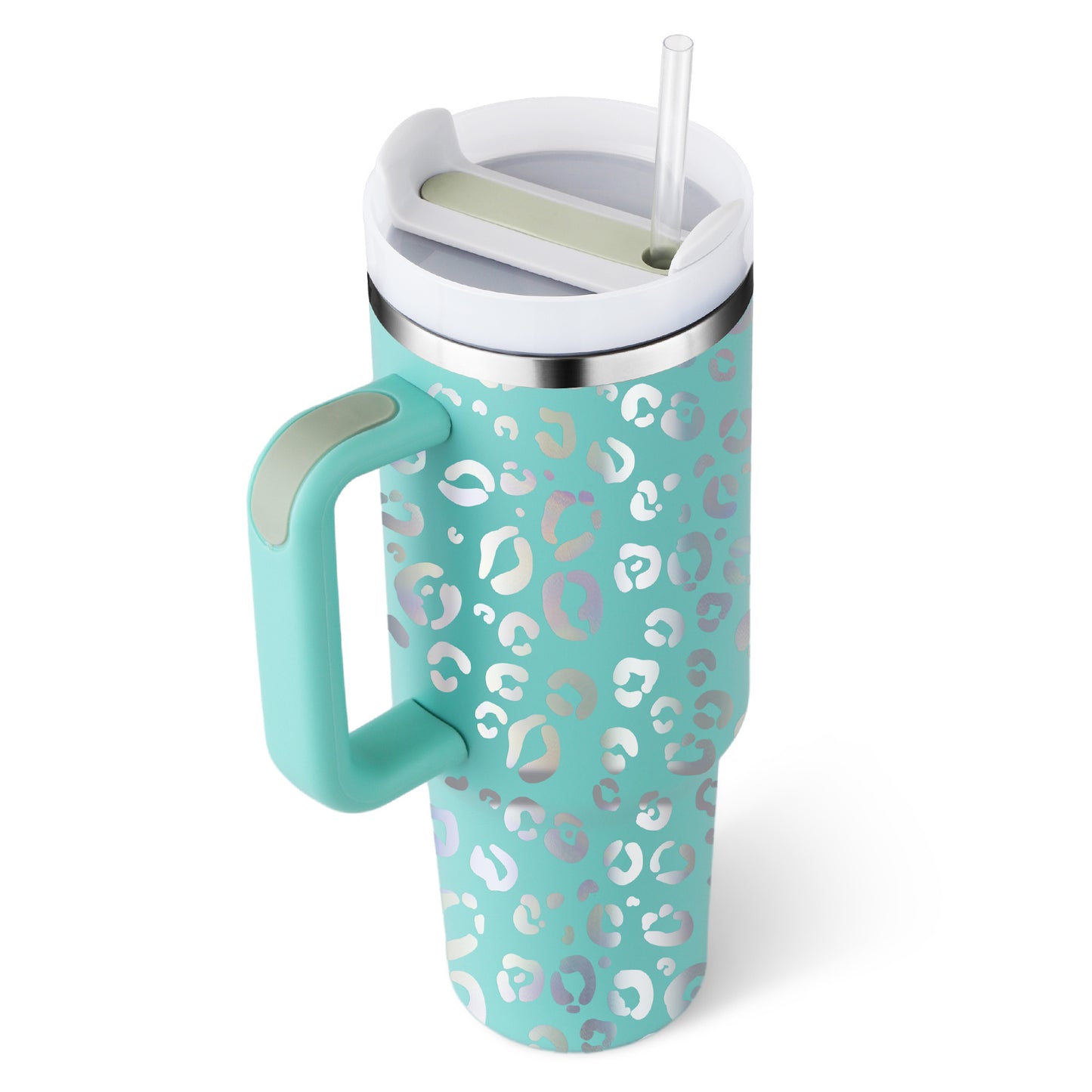 40 Oz Tumbler mit Griff, Strohhalm, Vakuum-Kaffeebecher mit Deckel.