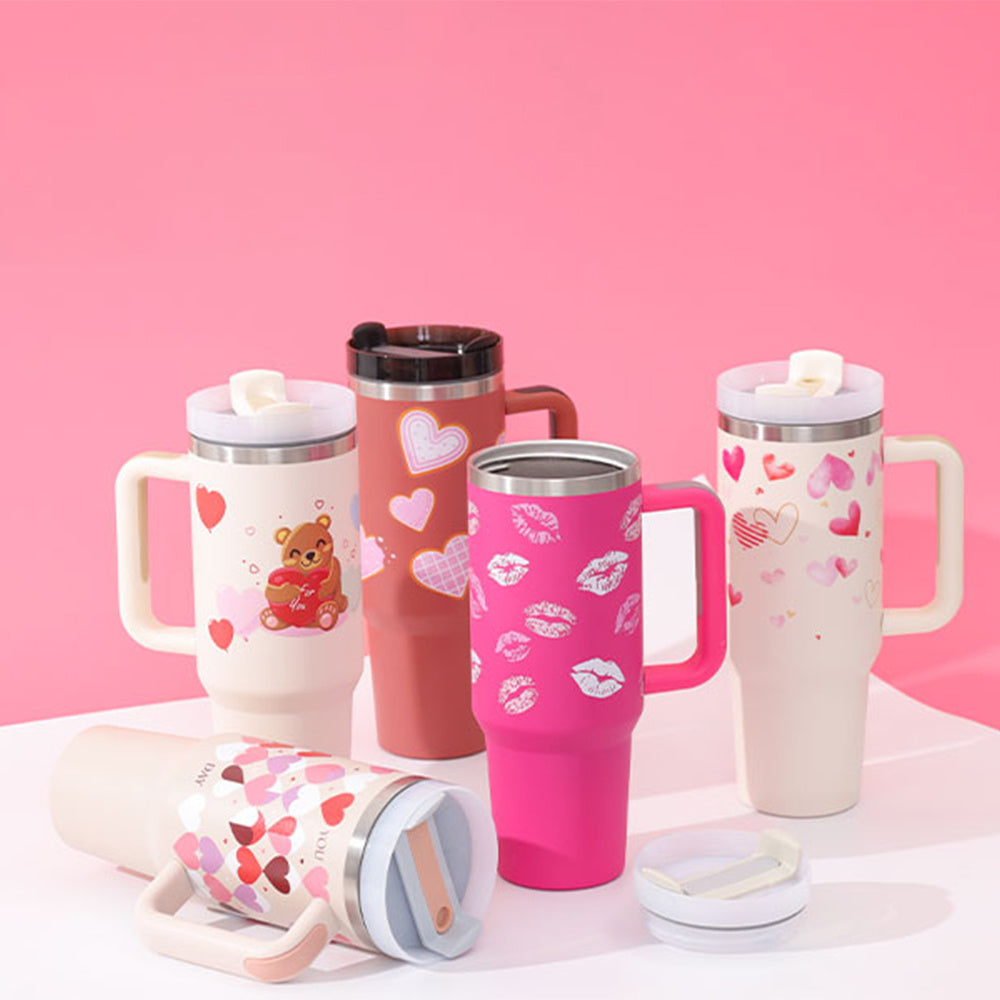 40 Oz Tumbler mit Griff, Strohhalm, Vakuum-Kaffeebecher mit Deckel.