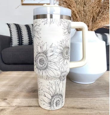 40 Oz Tumbler mit Griff, Strohhalm, Vakuum-Kaffeebecher mit Deckel.